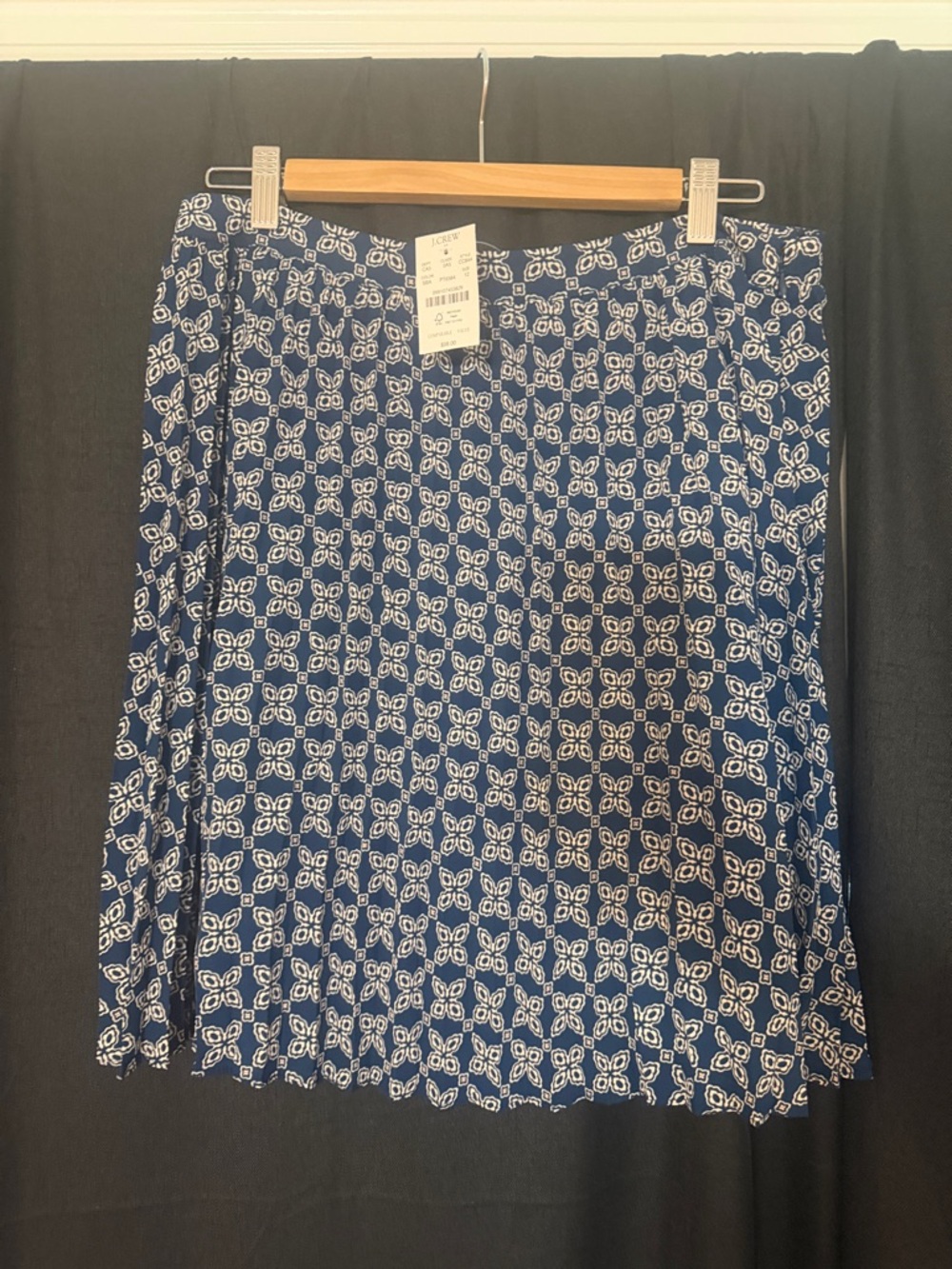 J. Crew Navy and White Printed A-Line Skirt